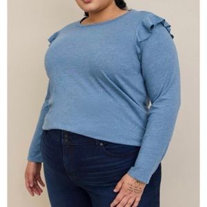 Torrid Women's Blue Ruffle Sleeve Top